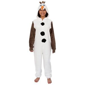 Disney Frozen Olaf Fleece Union Suit; Costume, Cosplay, Adult Unisex Size Medium